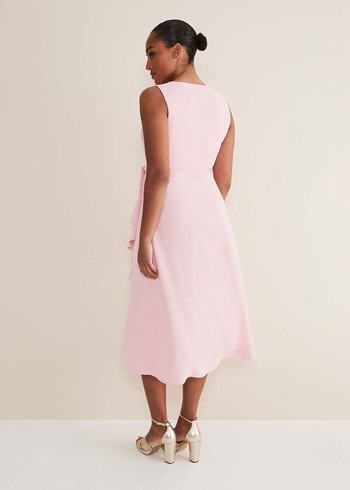 Phase Eight Julissa Sleeveless Ruffle Wrap Dress Pink USA | 6703942-OL